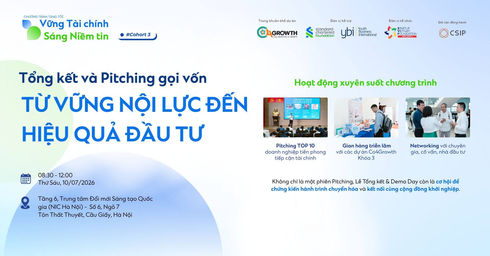 Sự kiện “Tổng kết và Pitching Gọi vốn - Từ Vững Nội Lực Đến Hiệu Quả Đầu Tư” | “Vững Tài chính - Sáng Niềm tin” Khóa 3